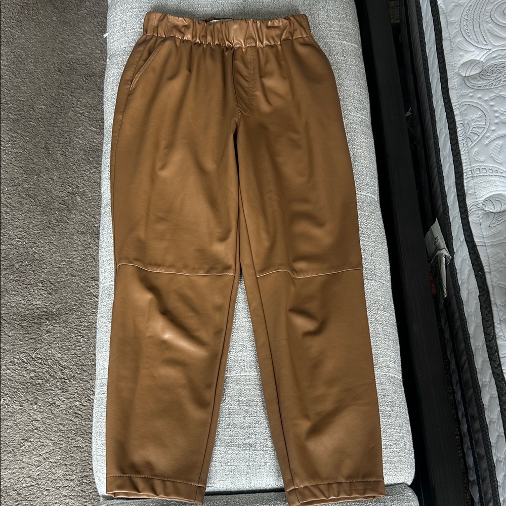Abercrombie & Fitch Camel Faux Leather Joggers